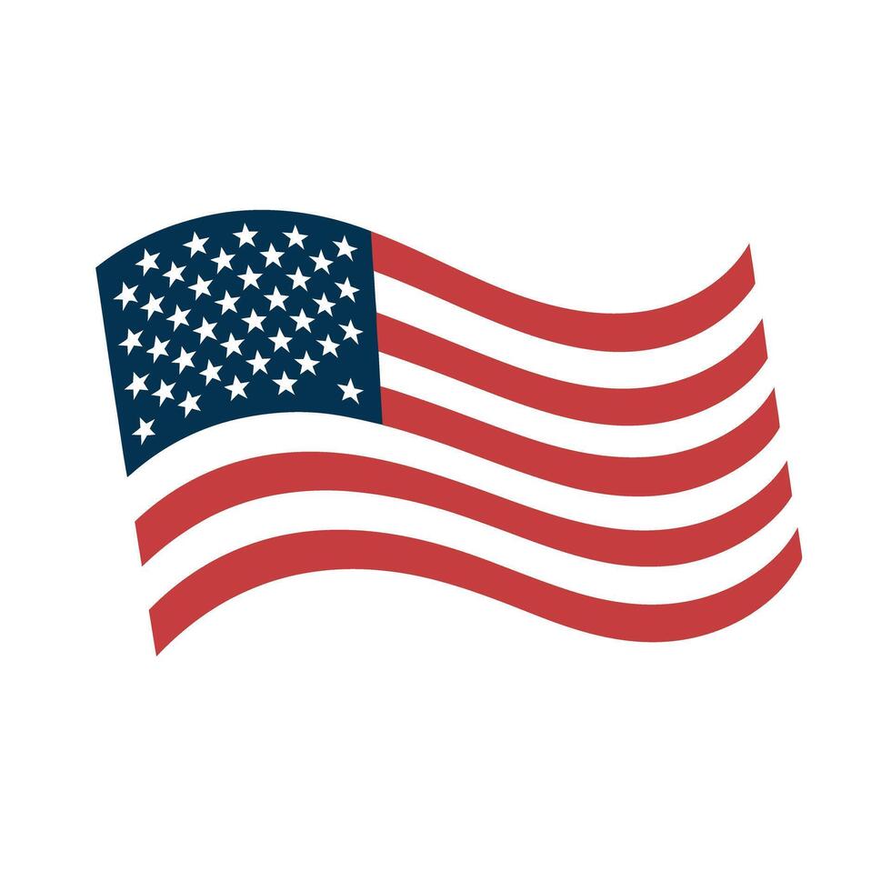 Waving American Flag Illustration Patriotic Symbol of the United States vector