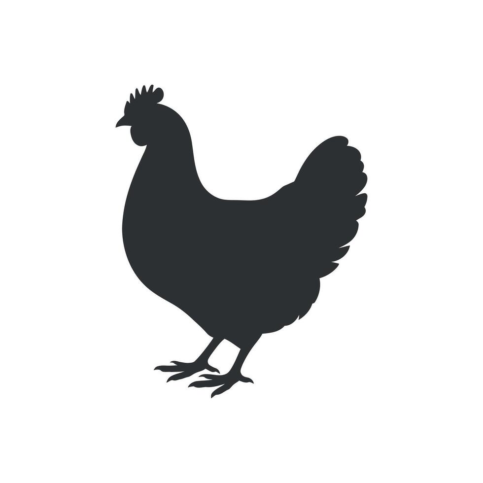 Simple Black Silhouette of a Hen Chicken Farm Animal Icon Graphic Design Element vector