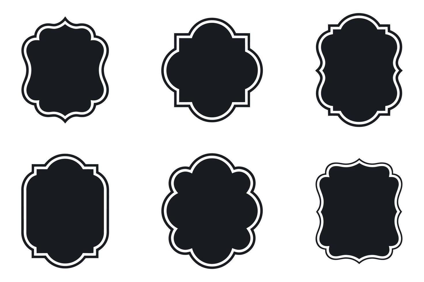 Six Elegant Black and White Decorative Frames for Design Projects vector