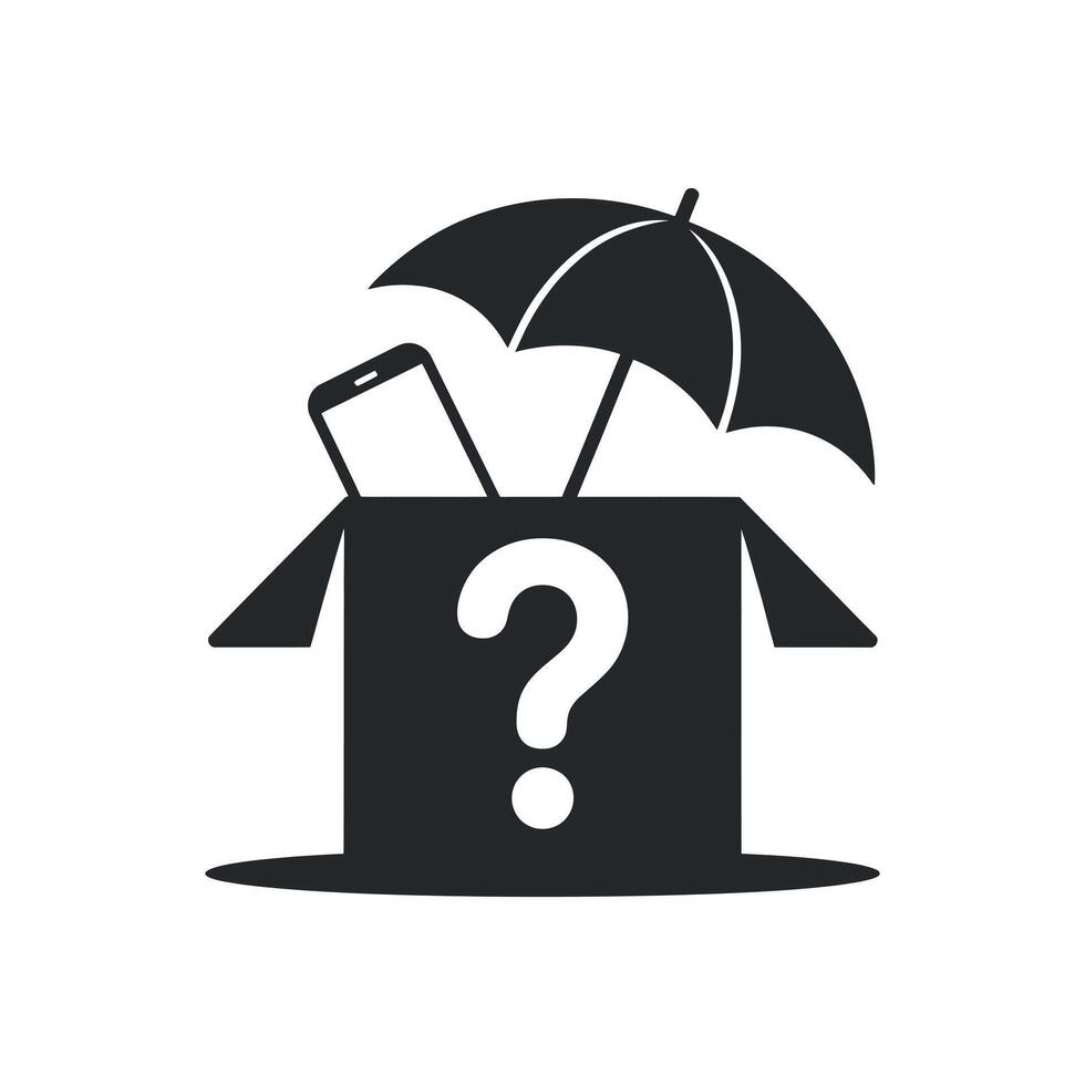 Mysterious Box with Smartphone and Umbrella Protection Concept Illustration vector
