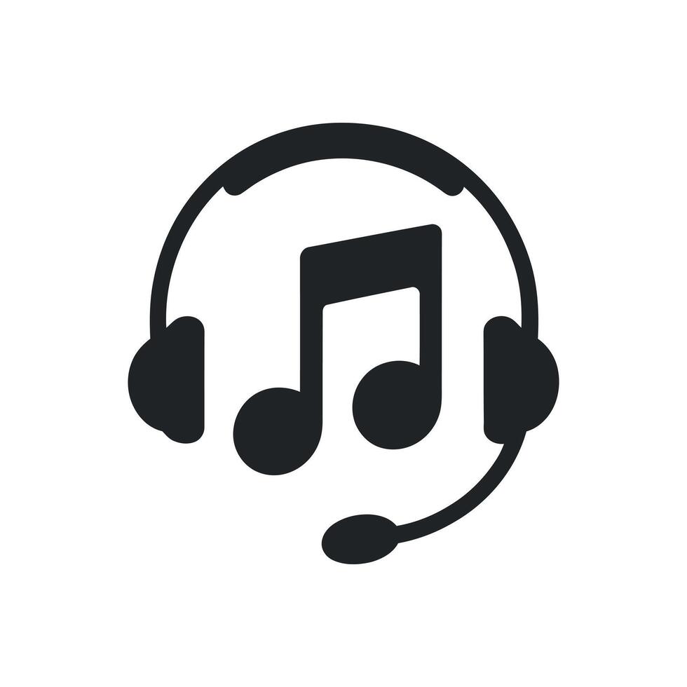 Headset with Music Notes Icon for Audio Streaming Service vector