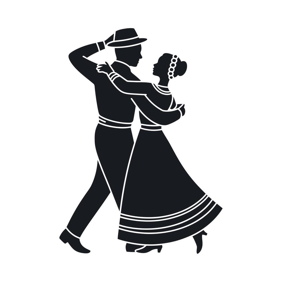 Silhouette of a Couple Gracefully Dancing a Ballroom Dance vector