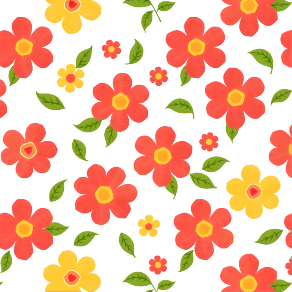 Abstract Nordic floral pattern in modern geometric color palette. . png