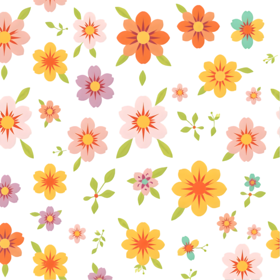 Folk flower design with pastel turquoise coral symmetry. . png