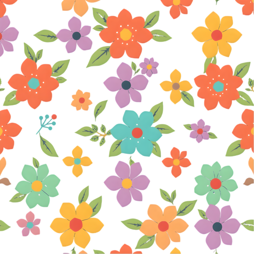 Pretty coral lavender floral pattern in Scandinavian theme. . png