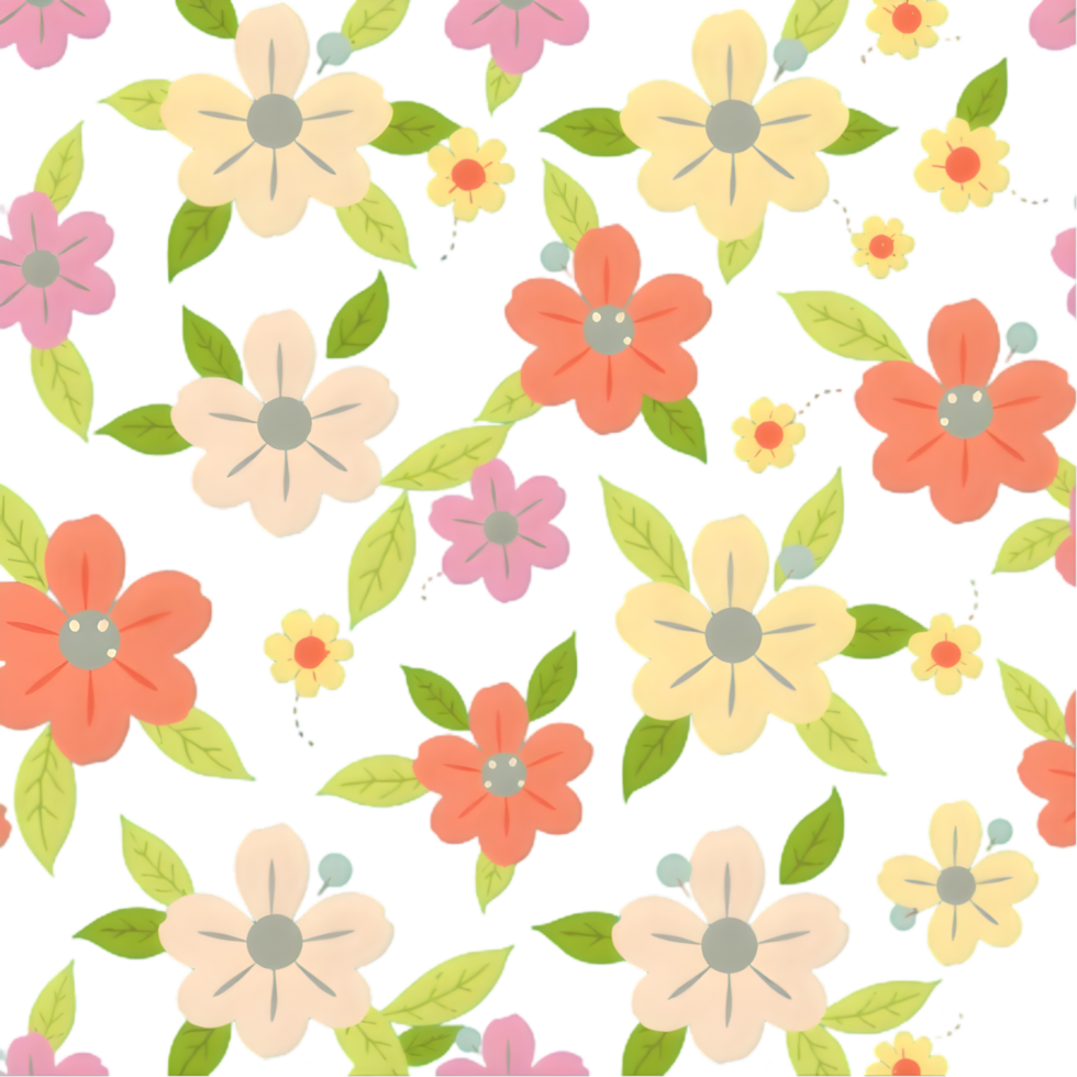 Colorful coral symmetry design in Scandinavian floral pattern. . png