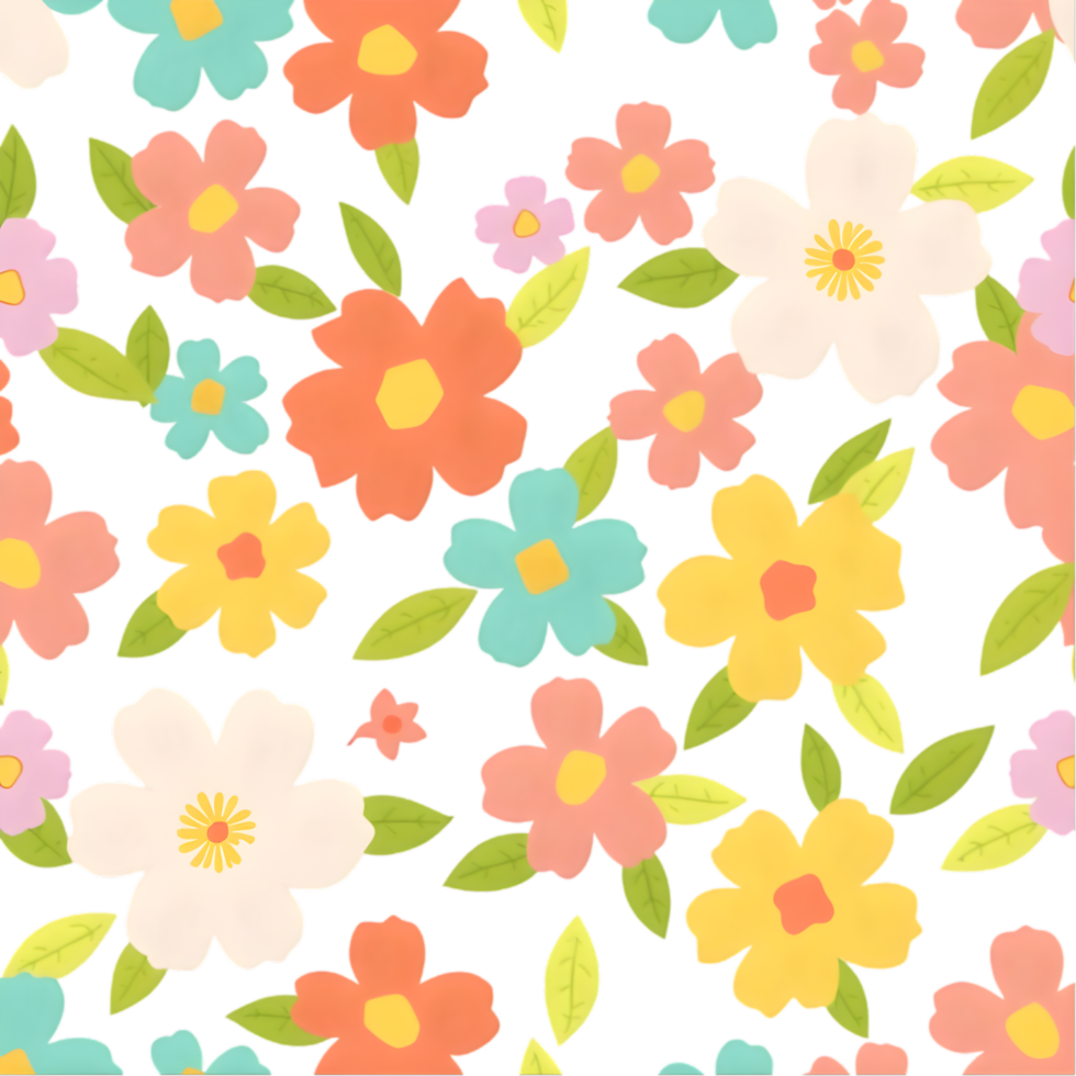 Soft pastel flowers in Scandinavian geometric symmetric pattern. . png