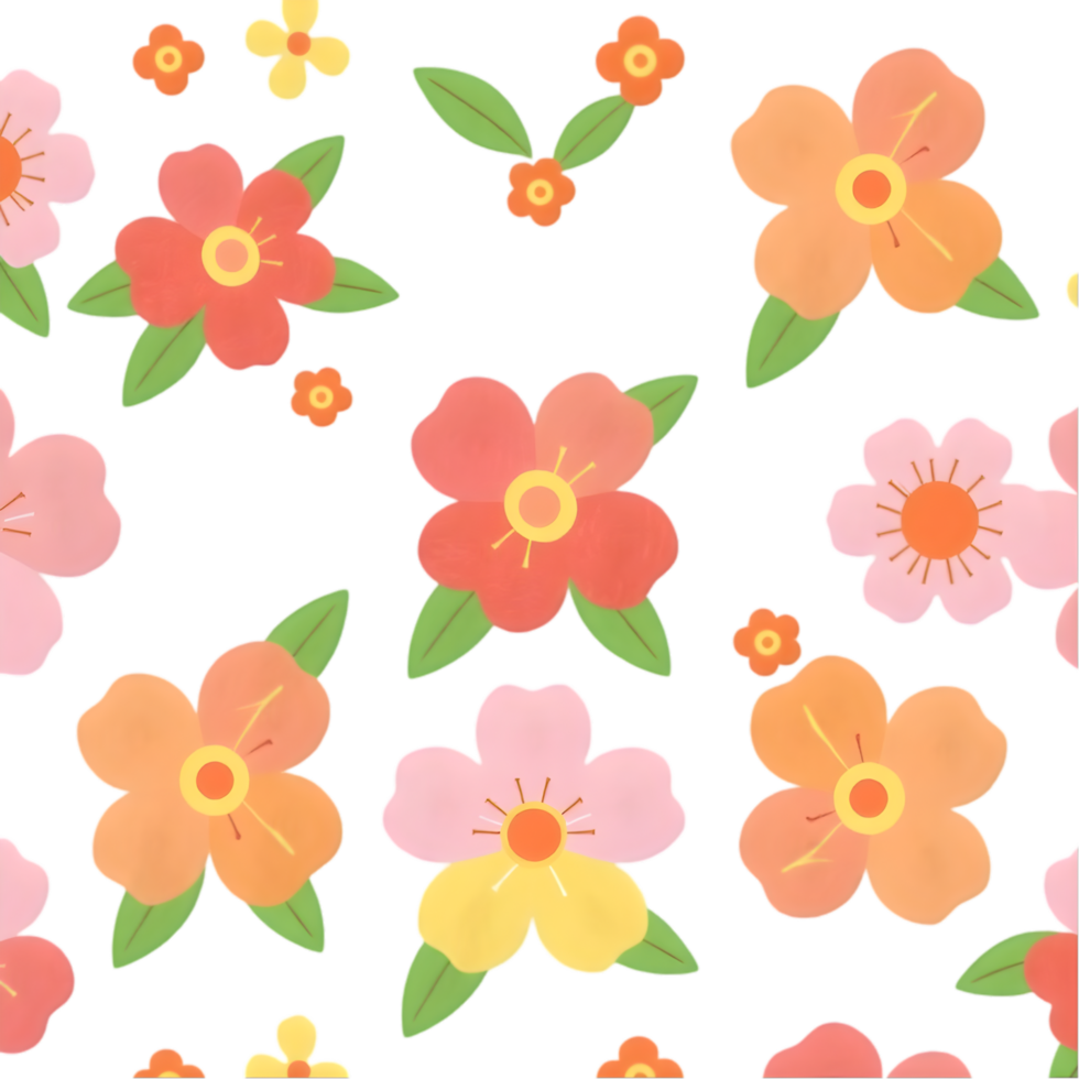 Scandinavian folk floral symmetry in turquoise coral yellow. . png