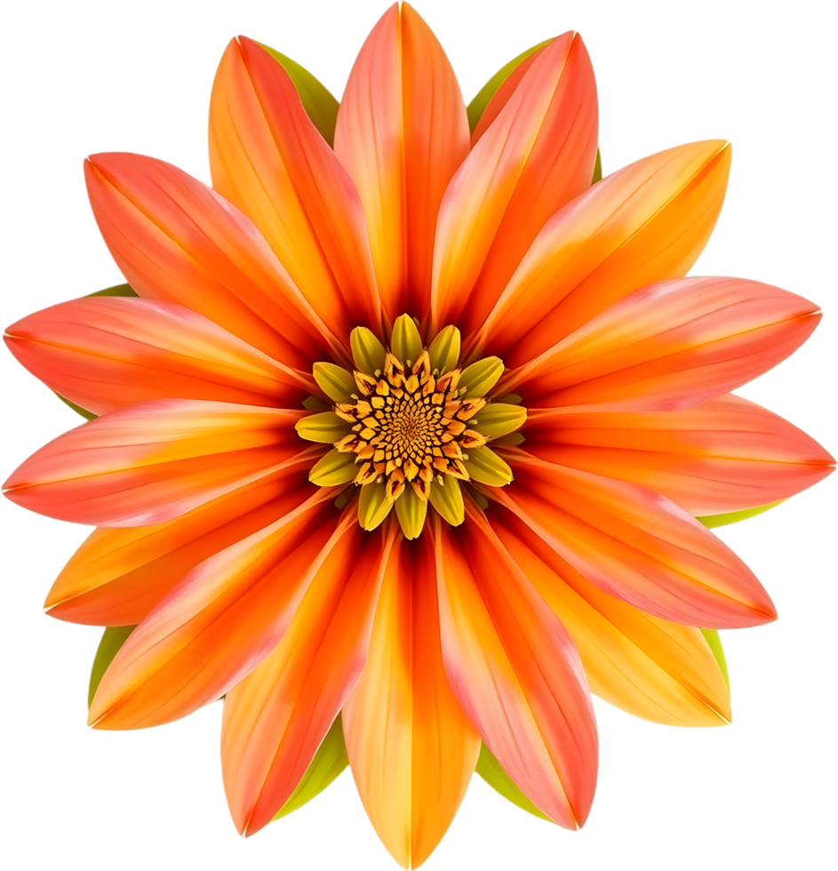 Ornamental symmetrical flower design in golden radiant format. . png
