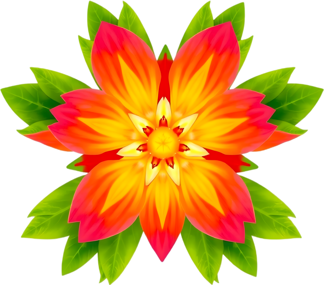 Golden radiant flower with symmetrical sharp petal design. . png