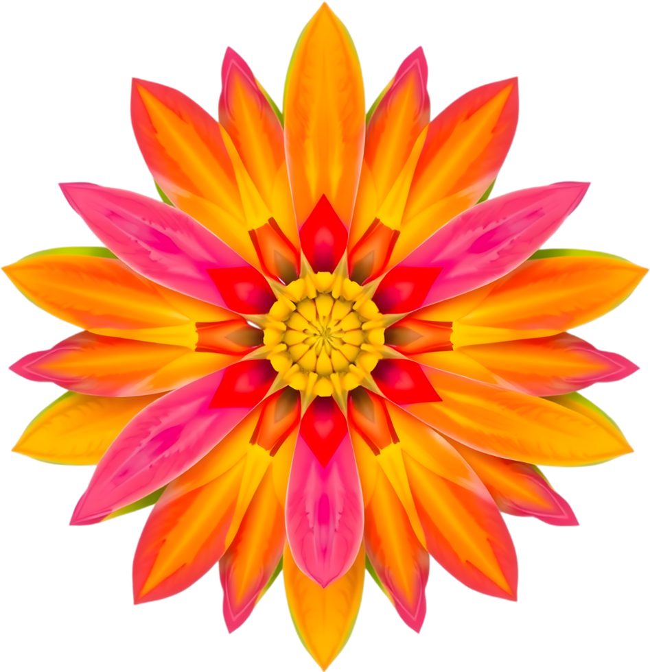 Nature-inspired airy flower clipart with vibrant golden symmetry. . png