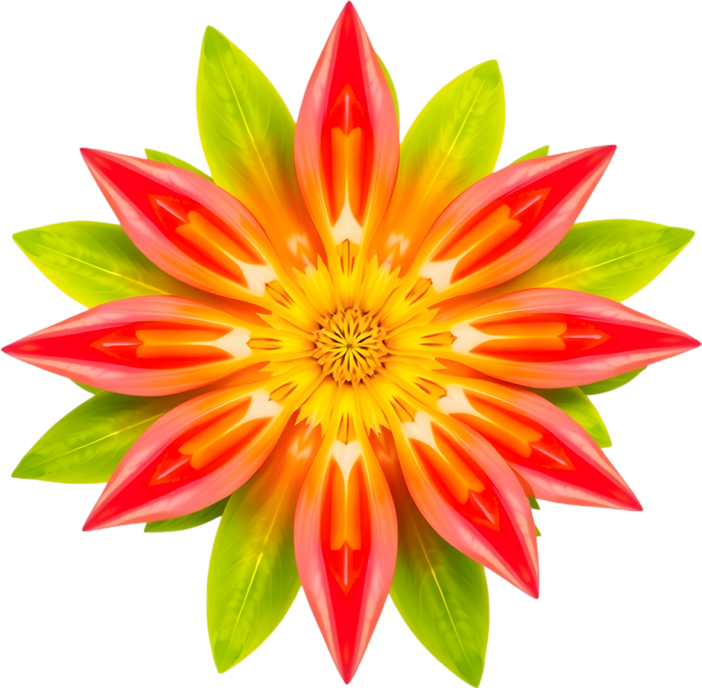 Artistic floral design showcasing sharp petals and glowing core. . png