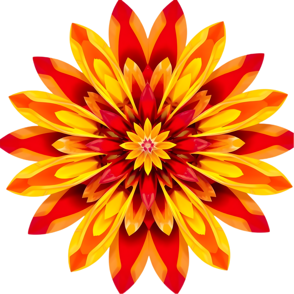 Artistic symmetrical bloom showing geometry and warm shading effects. . png