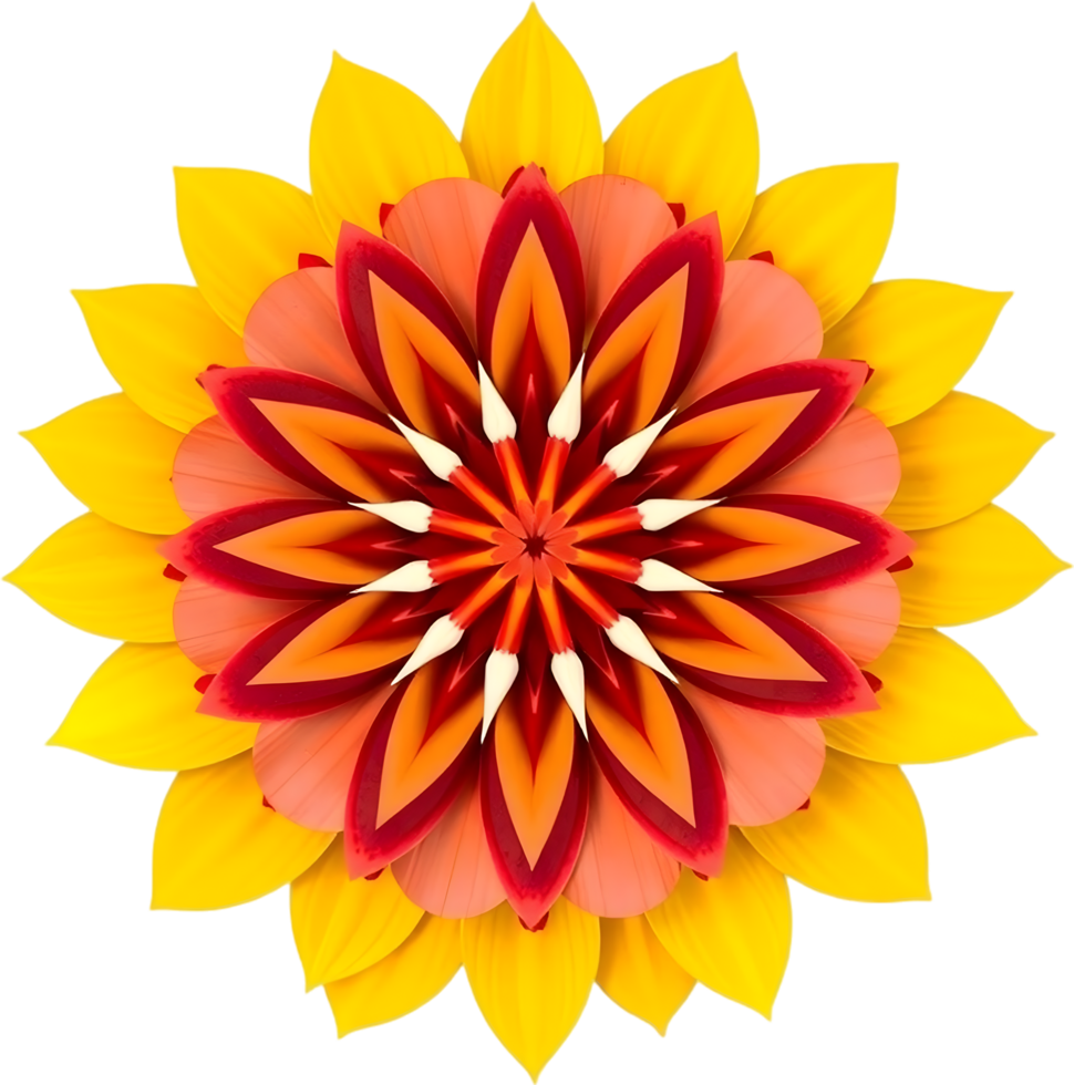 Digital flower design with symmetry and warm artistic harmony. . png