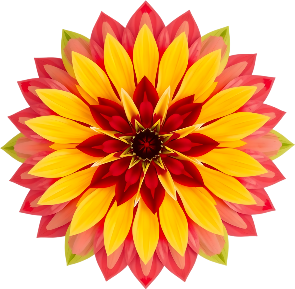 Colorful mandala flower shape built with symmetry and warmth. . png