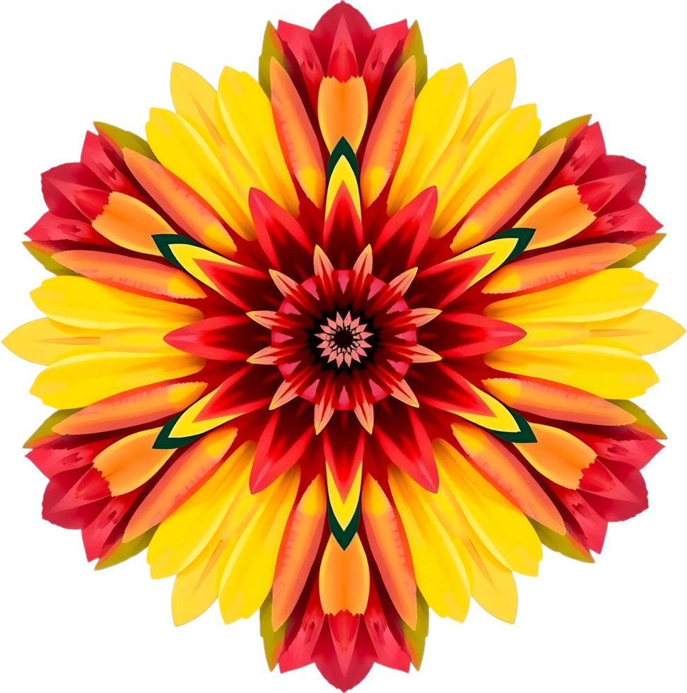 Artistic symmetry in flower form with gradient warm accents. . png