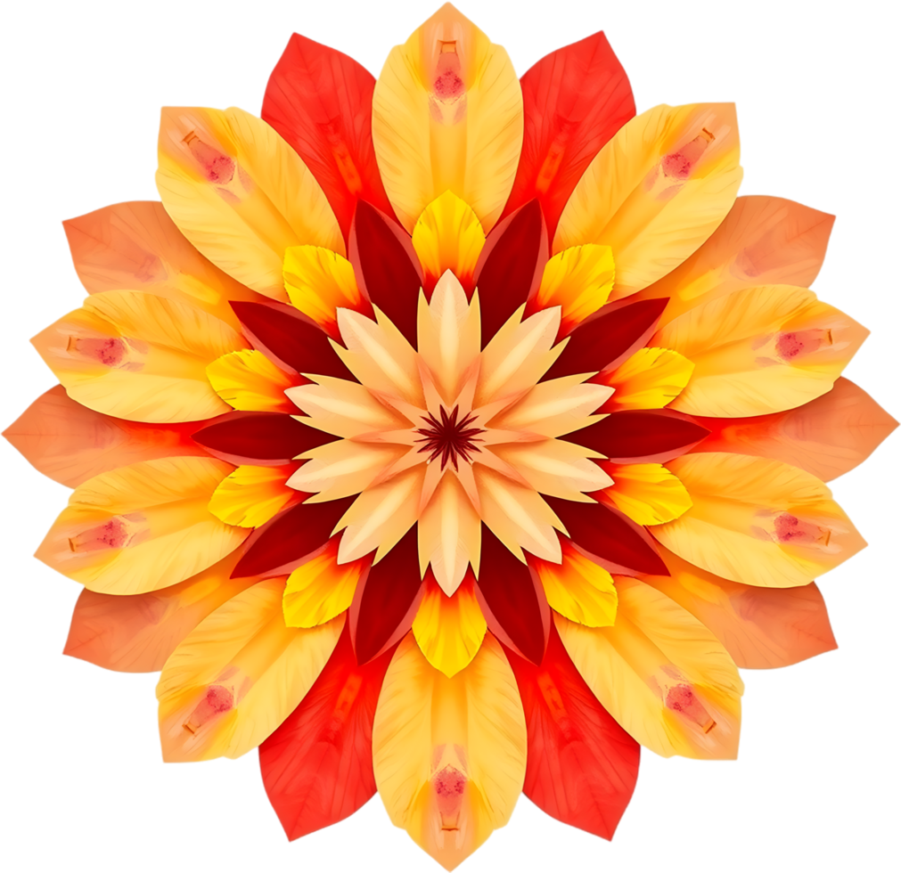 Harmonious flower motif in symmetrical form and warm shading. . png