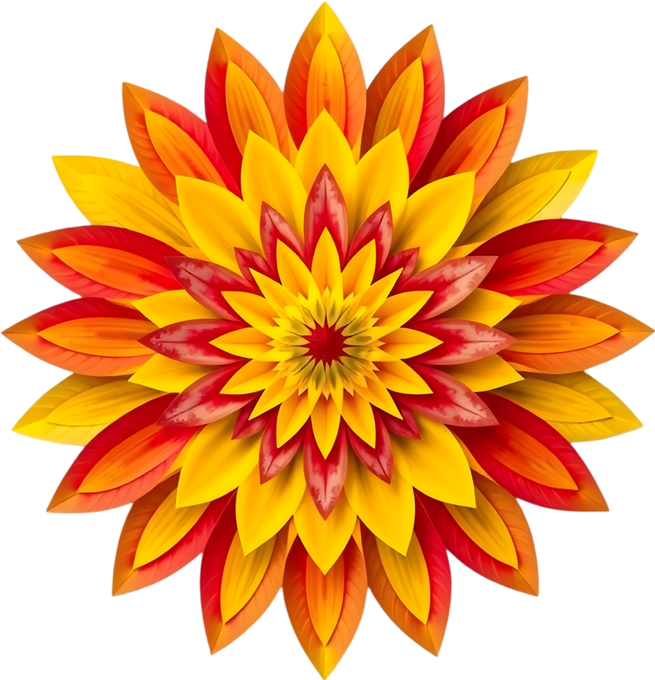 Bold symmetrical floral layout with elegance and warm hues. . png
