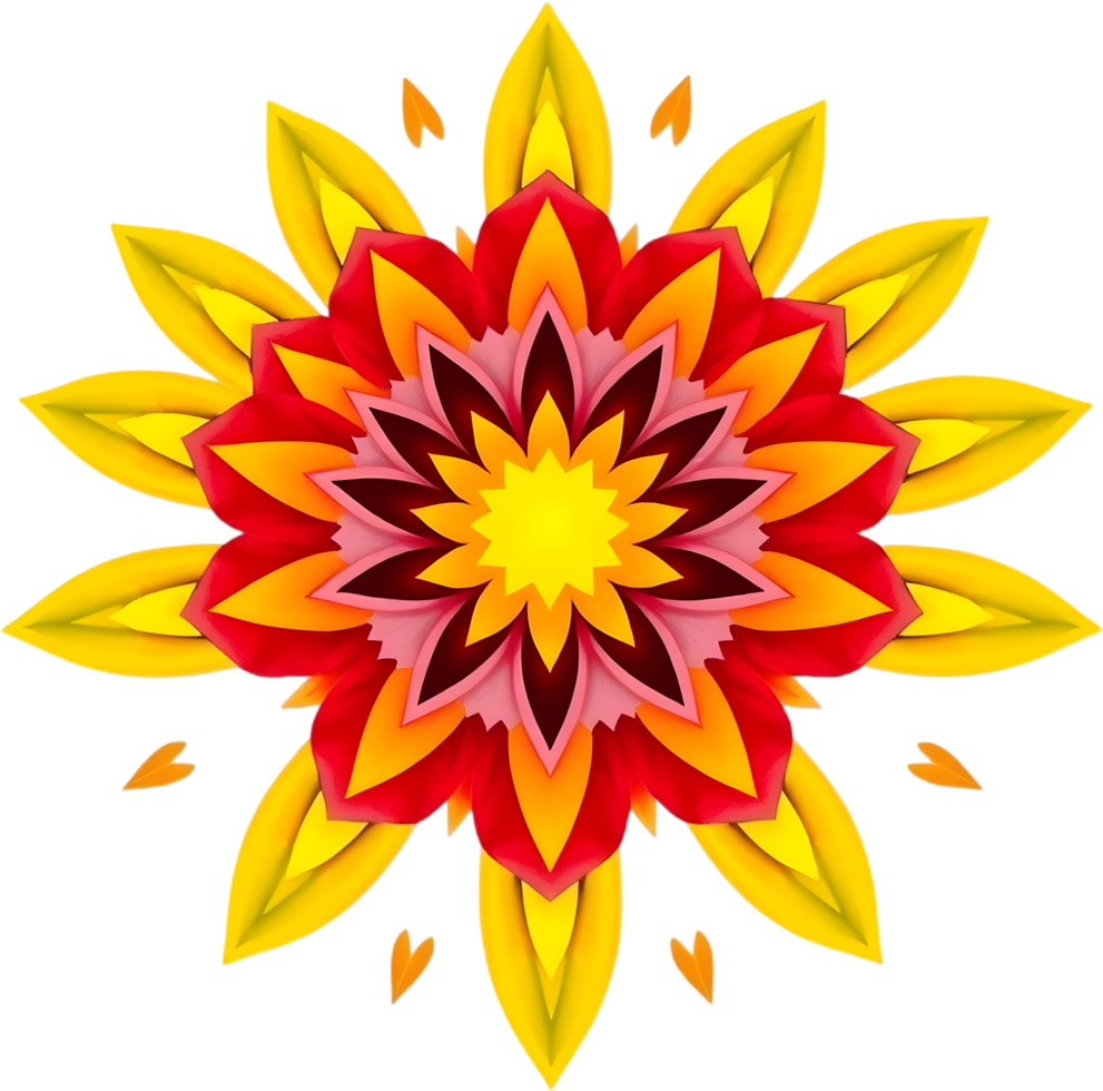 Balanced symmetry flower artwork with warm and soft colors. . png