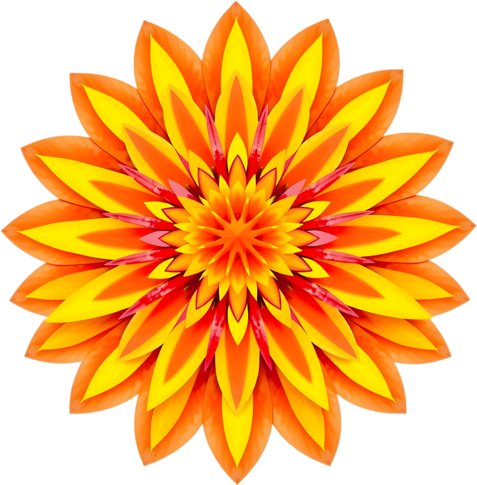 Smooth floral mandala featuring symmetry and rich warm tones. . png