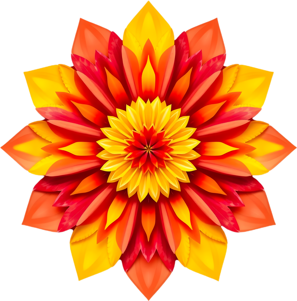 Harmonious symmetrical bloom with warm hues and flower detail. . png