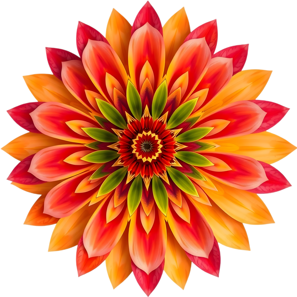 Abstract geometric symmetry in warm toned floral art. . png