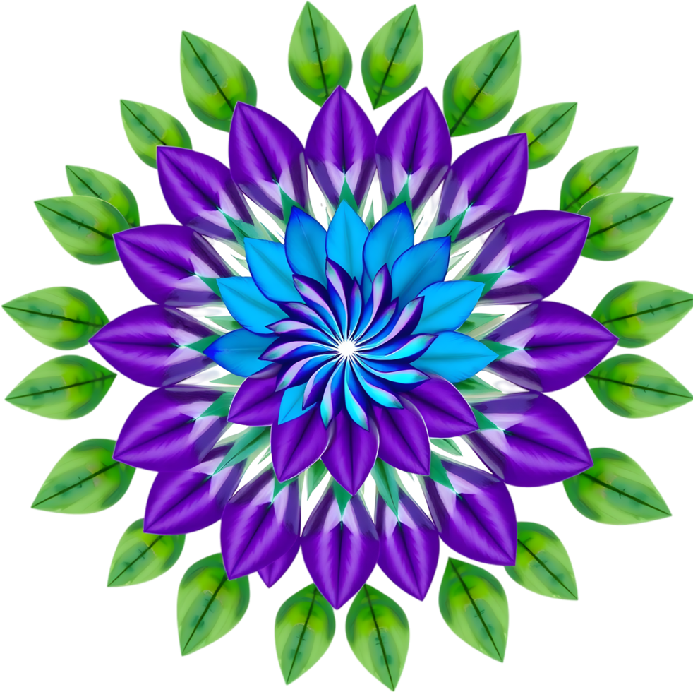 Petal spiral bloom with blue floral artistic symmetry. . png
