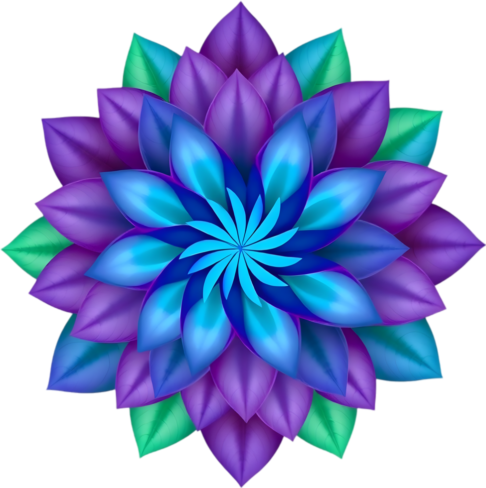 Spring-inspired spiral bloom with green leafy petals. . png