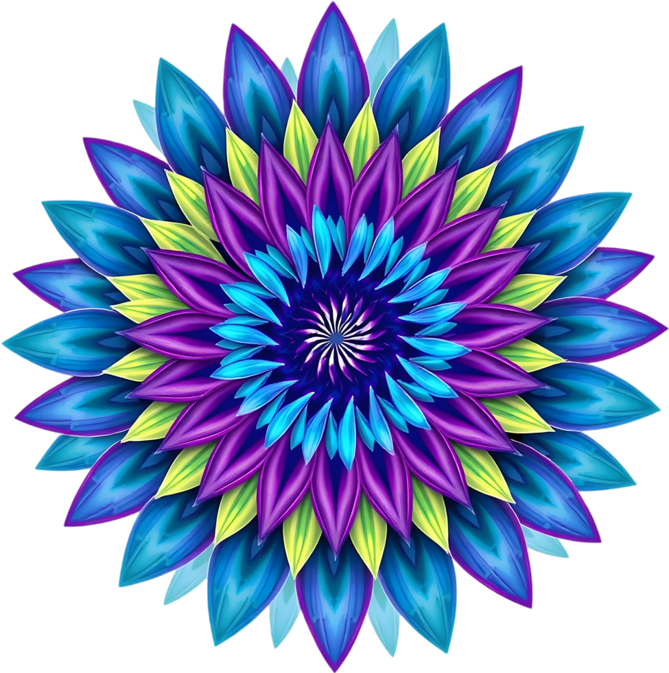 Minimal floral artwork with blue green spiral bloom. . png