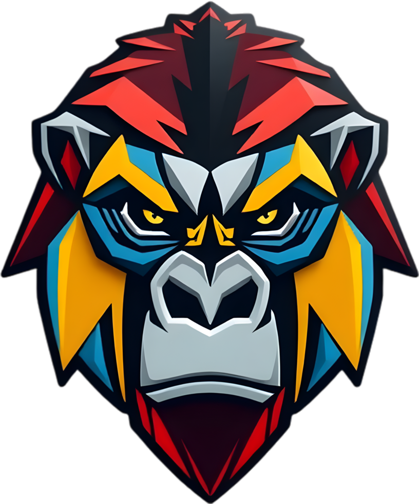 Fearsome gorilla beast emblem with bold aggressive features. . png