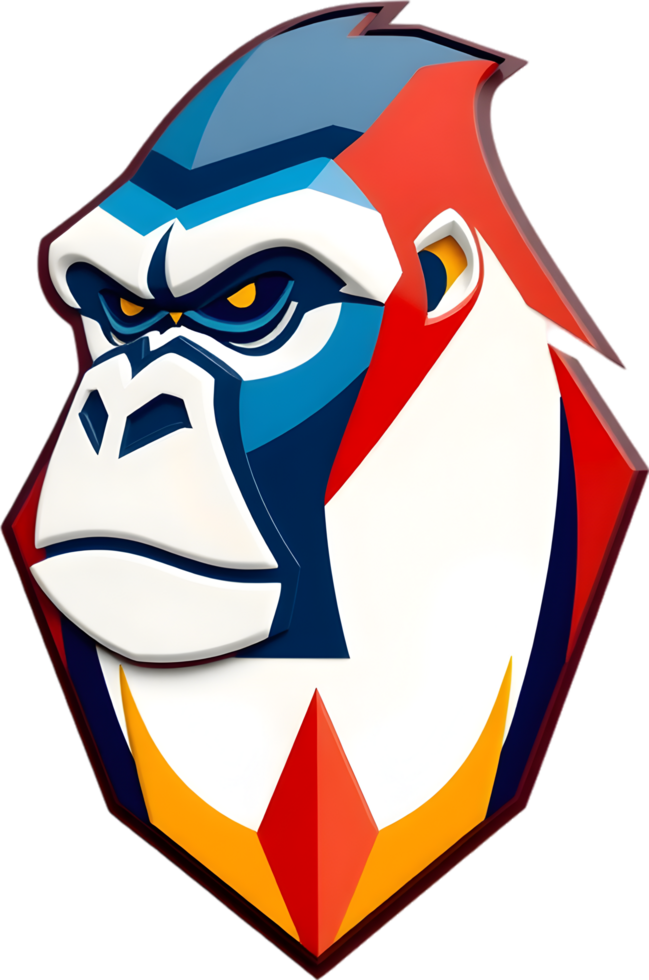 Jungle gorilla mascot face showing strength and boldness. . png
