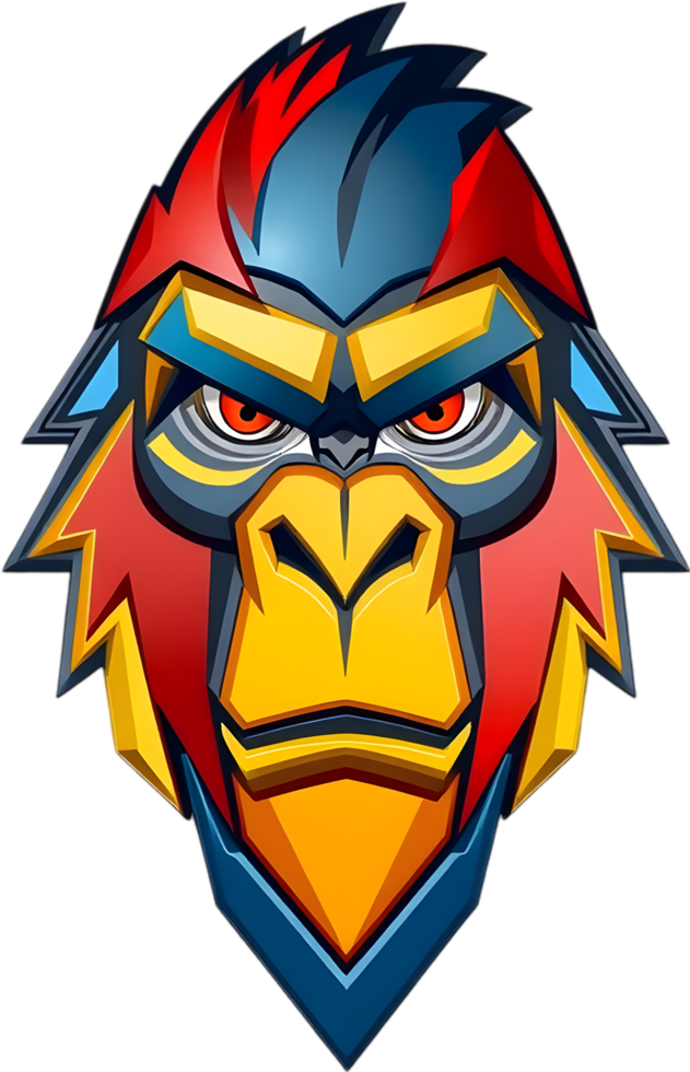 Gorilla face clipart with dominant fierce primal expression. . png