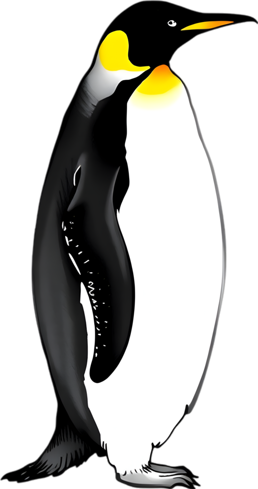 Elegant standing penguin with royal features. . png