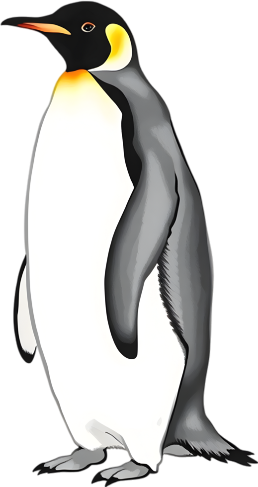 Artistic snowy clipart with noble penguin figure. . png