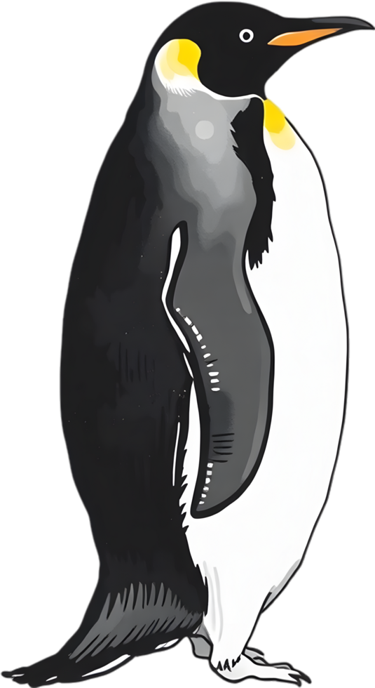 Graceful emperor penguin standing in icy scene. . png