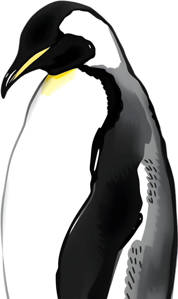 Noble bird in elegant emperor penguin portrait. . png