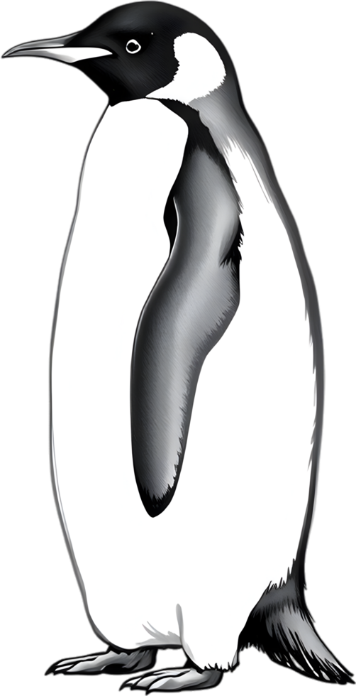 Emperor penguin with bold posture and icy aura. . png