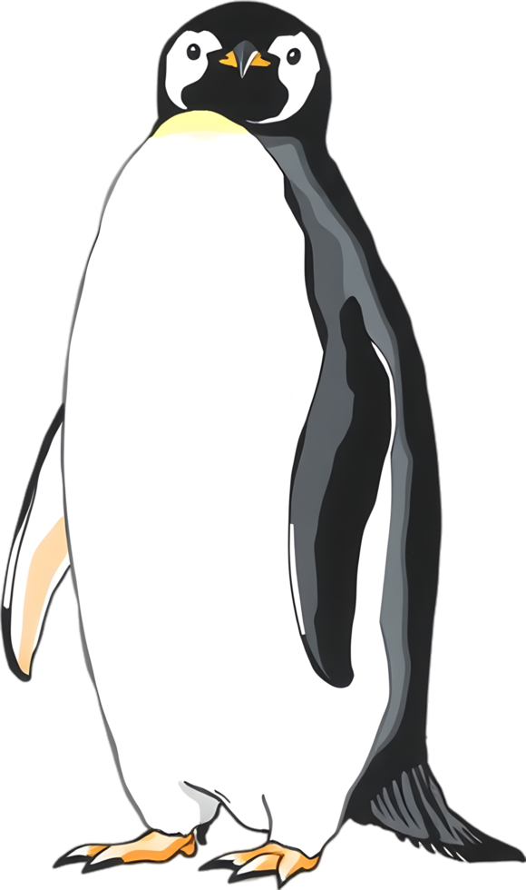 Standing penguin with majestic charm and grace. . png