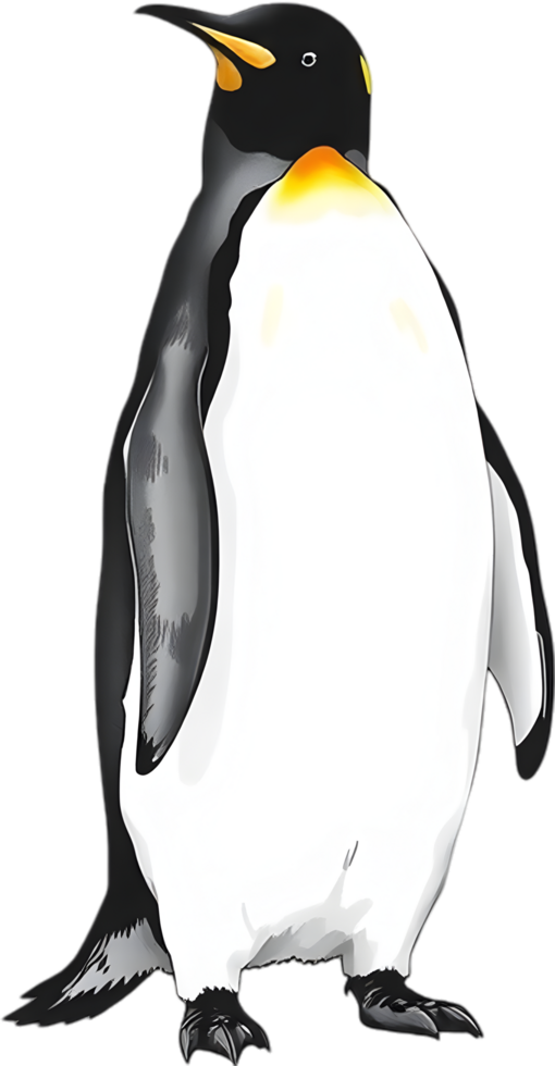 Majestic emperor penguin in elegant standing portrait. . png