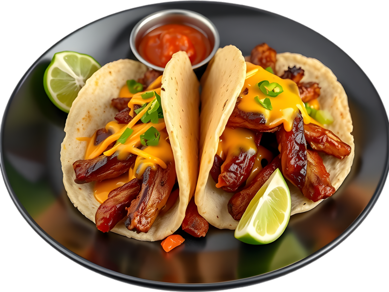 Latin cuisine tacos loaded with bold and spicy toppings. . png
