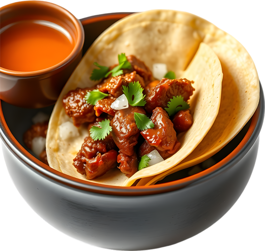 Delicious street tacos filled with tender beef and salsa. . png