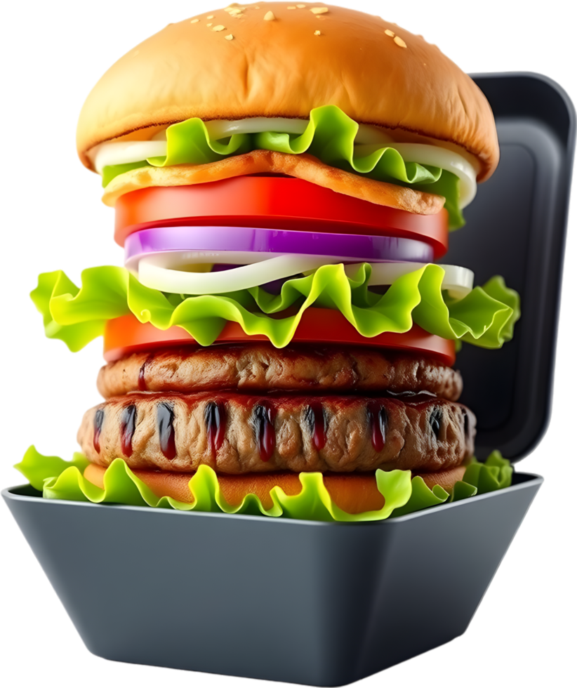 Burger design featuring golden bun meat and melted cheese. . png