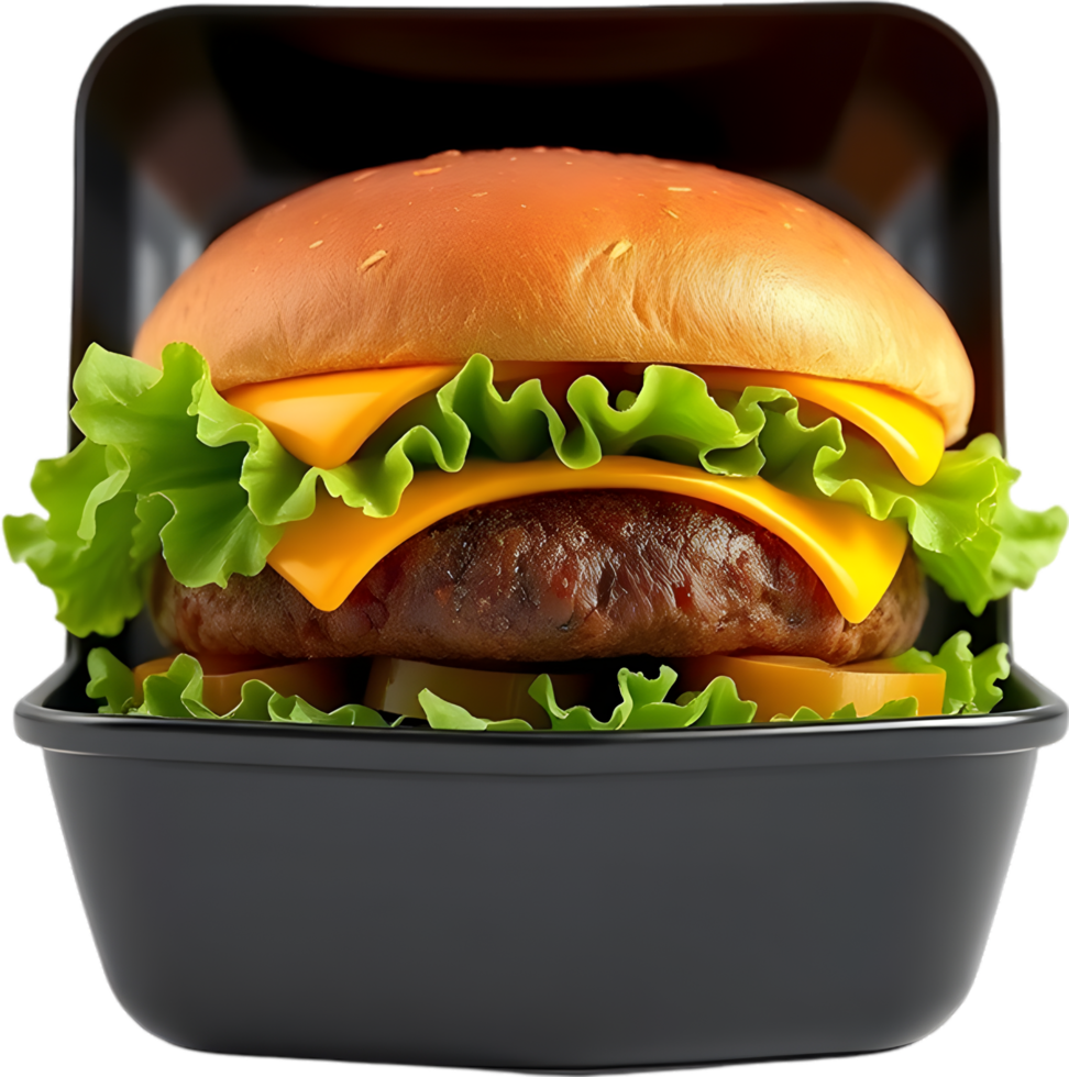 Fresh burger sandwich with cheese tomato onion and lettuce. . png