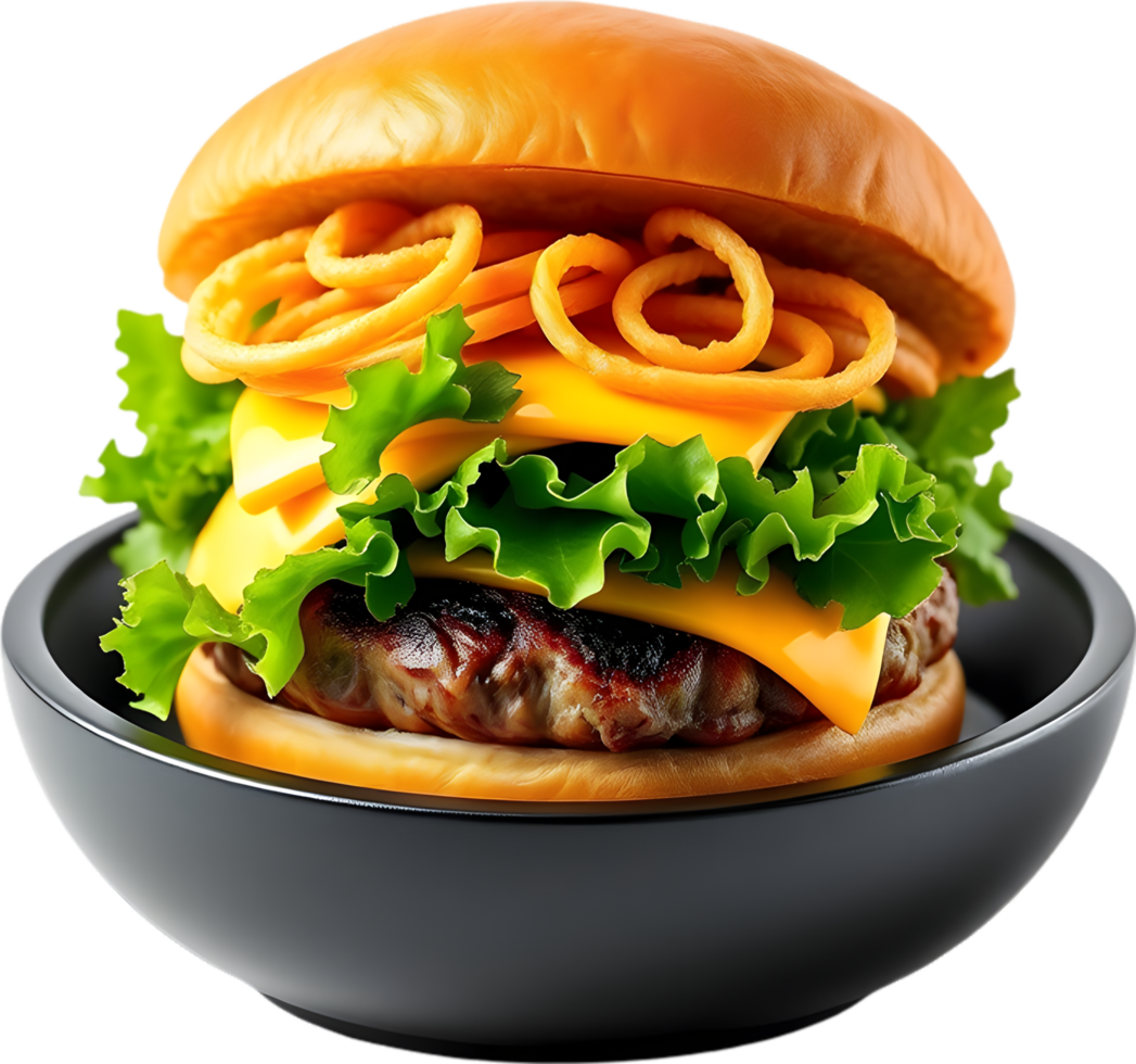 Delicious burger artwork packed with flavor and toppings. . png