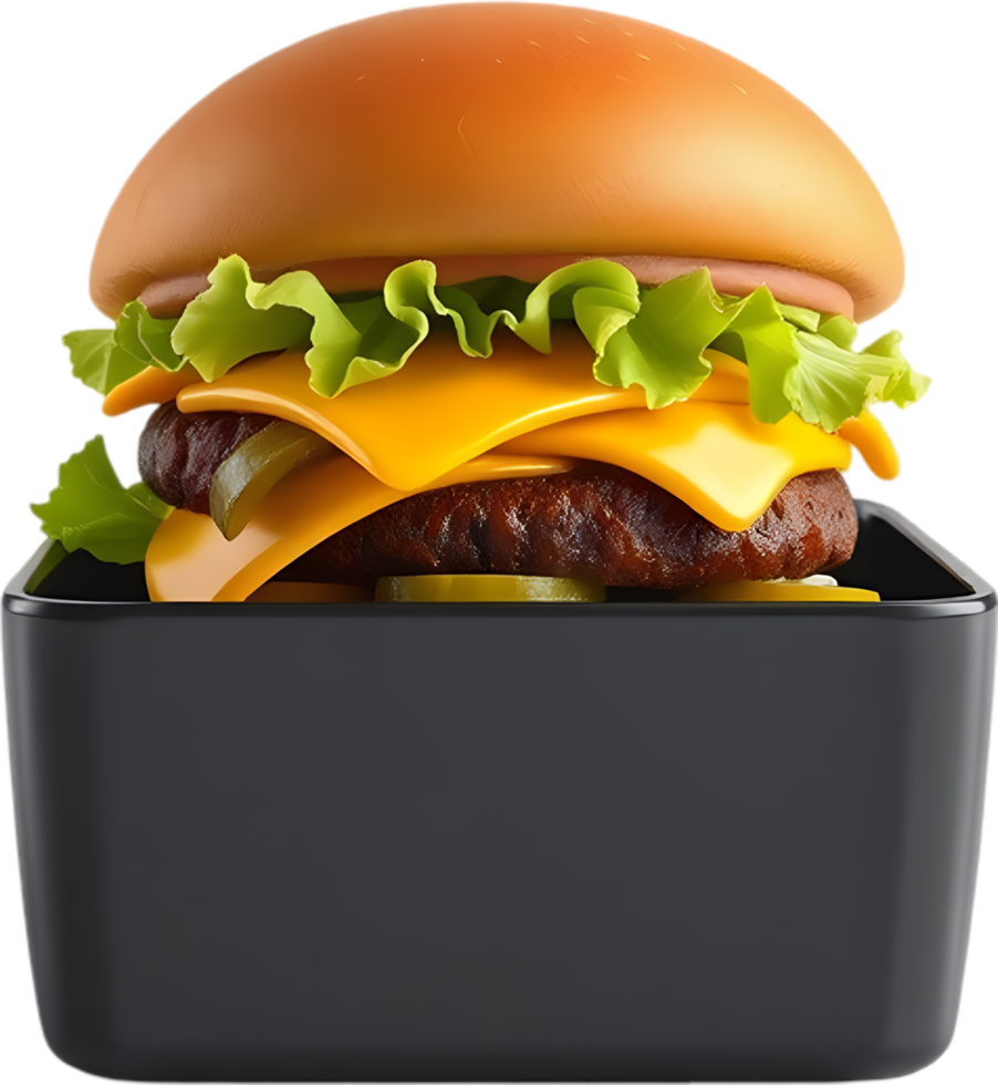 BBQ-style burger clipart dripping with sauce and cheese. . png