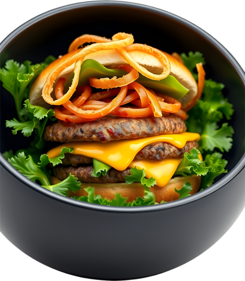 Stunning burger clipart layered with beef cheese and veggies. . png
