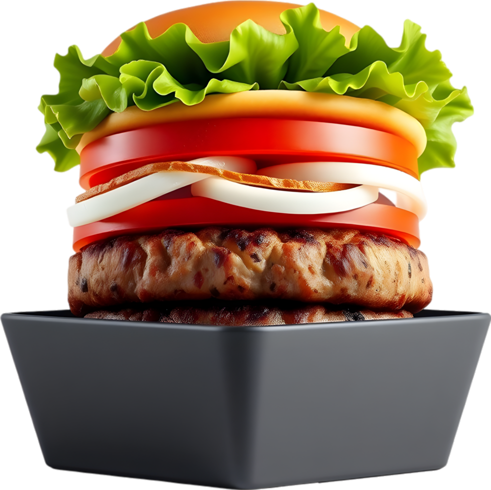Perfect burger illustration with sauce toppings and sesame bun. . png