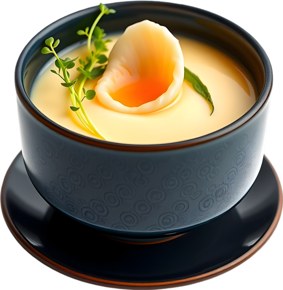 Smooth creamy egg dish with fluffy chawanmushi style. . png