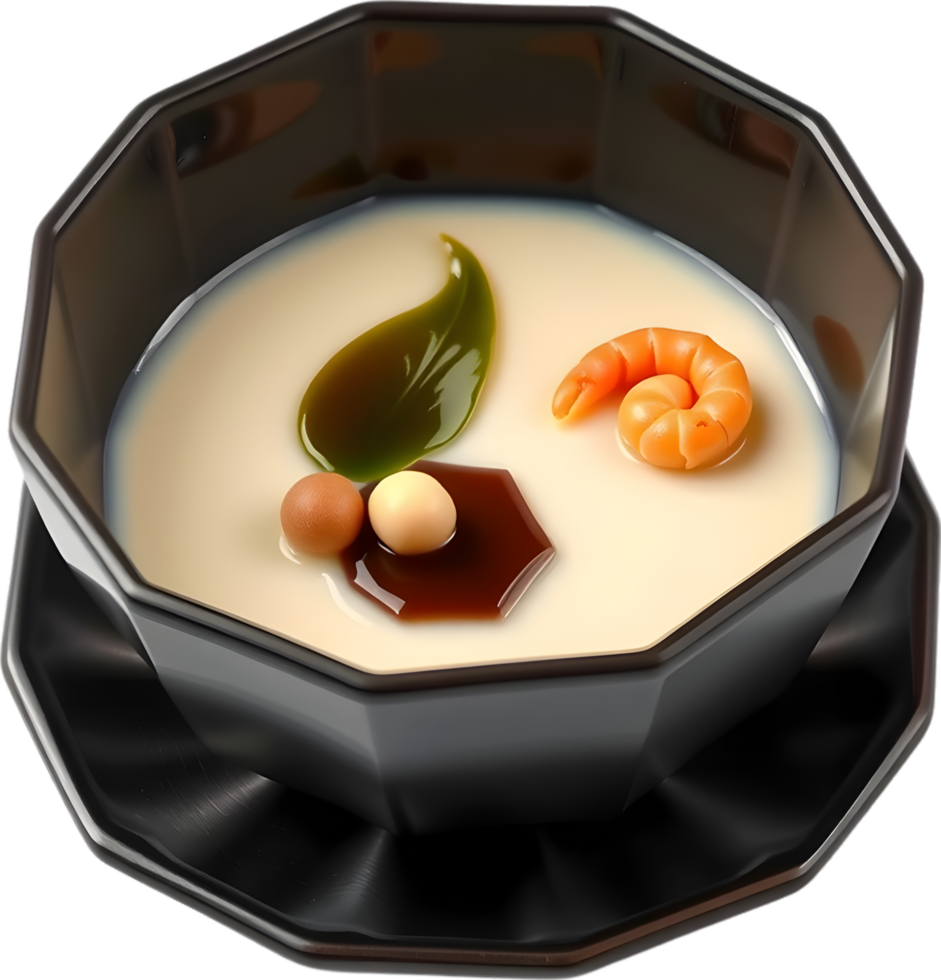 Fluffy tasty chawanmushi bowl illustration with creamy surface. . png