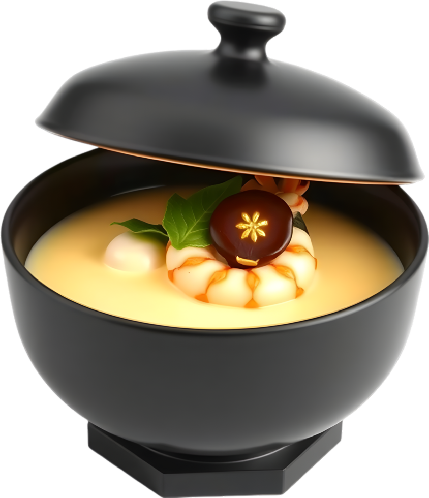 Japanese chawanmushi showing egg custard with silky flavor. . png